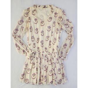 Free People Dress Womens Small White Floral Bohemian Wild Horses Dream Catcher